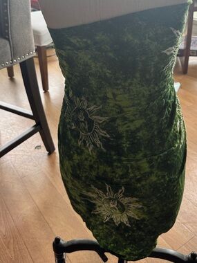 Green Sunprint Strapless Dress
